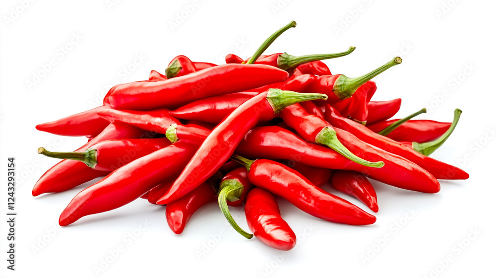 Pile of red chili peppers isolated on a white background with a clipping path, high-resolution photo Pile of red chili peppers isolated on a white background with a clipping path, high-resolution photo