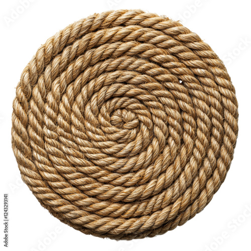 Spiral Pattern of Natural Fibers Rope Coiled Surface Isolated on transparent background