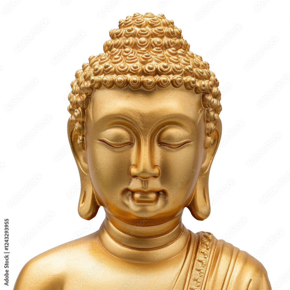 Golden Buddha statue with serene expression and intricate details. Ideal for meditation, spirituality, and decor Golden Buddha statue with serene expression and intricate details. Ideal for meditation, spirituality, and decor