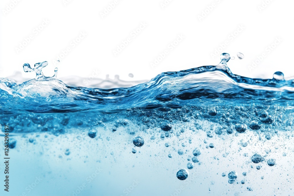 Blue water wave splash, bubbles, white background, purity (1) Blue water wave splash, bubbles, white background, purity (1)
