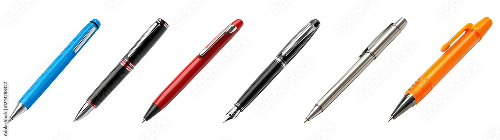 Collection of Six Stylish Pens: A Spectrum of Colors and Designs Collection of Six Stylish Pens: A Spectrum of Colors and Designs