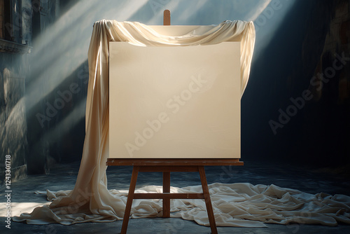 Blank Canvas Draped in Fabric, Artistic Still Life