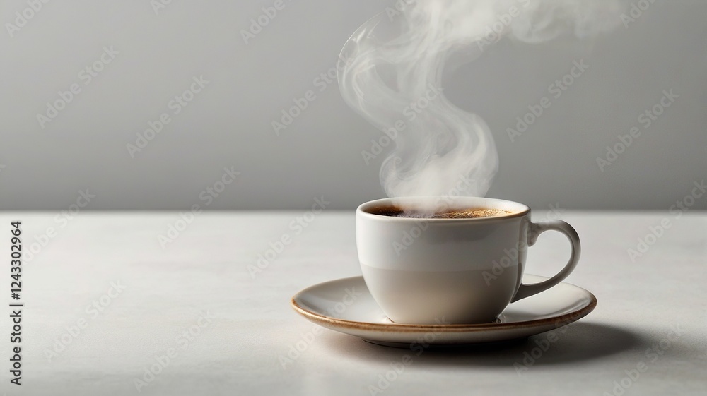 Steam Rising From a White Coffee Cup on a Light Table Steam Rising From a White Coffee Cup on a Light Table