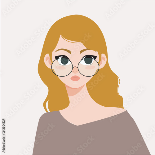 Menina cabelo longo loiro de óculos 