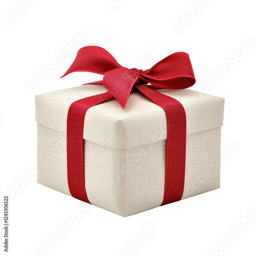 Elegant gift box with red ribbon, perfect for celebrations and special occasions.