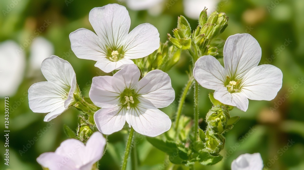 White flowers blooming in a garden, close-up view, green background, nature photography for websites and publications White flowers blooming in a garden, close-up view, green background, nature photography for websites and publications