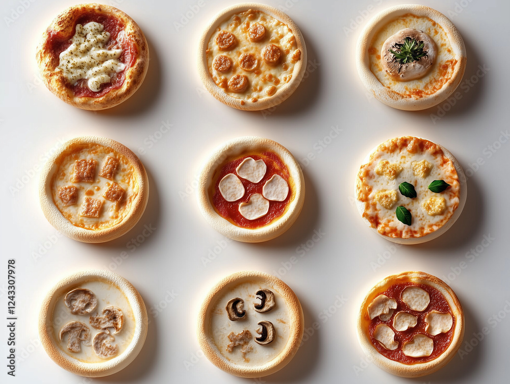Icônes de pizzas en 3D sur fond blanc Icônes de pizzas en 3D sur fond blanc