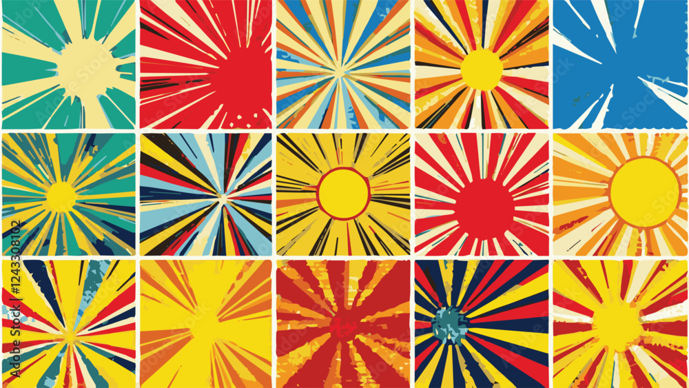 seamless pattern with abstract rays, superhero comic vector background