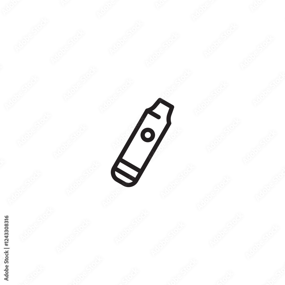 Icon of a smoking elektric. It has a cylindrical body, a pointed tip, and a wrapper indicated by lines. Represents drawing, coloring, or art supplies. Icon of a smoking elektric. It has a cylindrical body, a pointed tip, and a wrapper indicated by lines. Represents drawing, coloring, or art supplies.