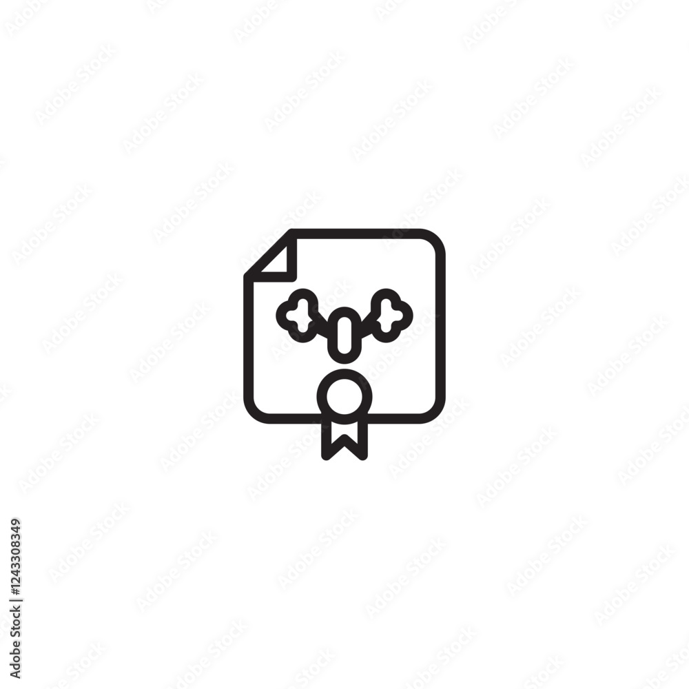 Icon of a document or certificate with a stylized clenched fist and impact lines depicted on it. The document has a seal and ribbon at the bottom. Represents certified strength, officially recognized Icon of a document or certificate with a stylized clenched fist and impact lines depicted on it. The document has a seal and ribbon at the bottom. Represents certified strength, officially recognized