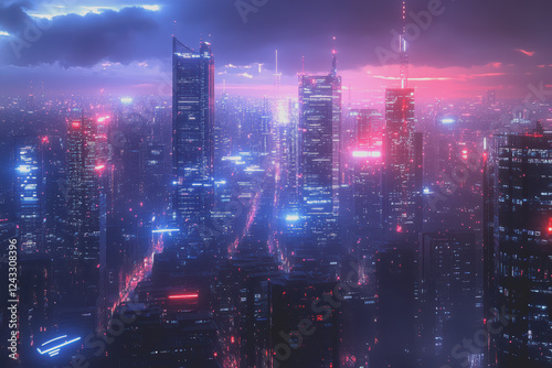 Wallpaper Mural A modern city with a wireless network connection concept and cityscape. Technology concept. Torontodigital.ca