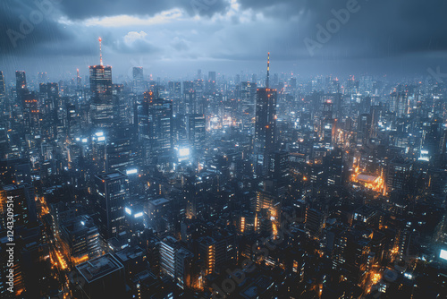 Wallpaper Mural A modern city with a wireless network connection concept and cityscape. Technology concept. Torontodigital.ca