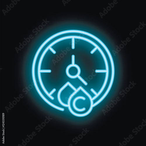 Blue neon clock with copyright symbol indicating the concept of intellectual property rights time limit