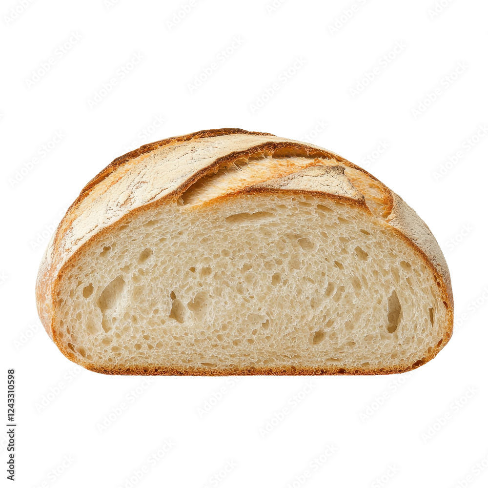 Freshly sliced artisan bread on a white isolated background. Freshly sliced artisan bread on a white isolated background.