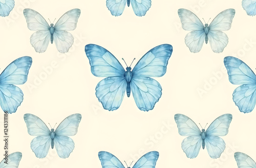 Blue butterflies background, water color texture, butterfly water colour , butterflies on beige vintage background