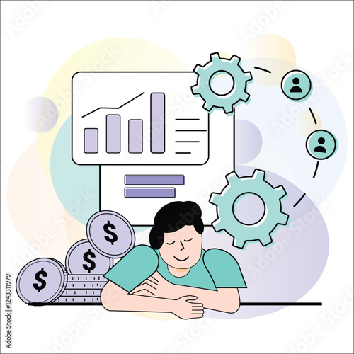 Automated Marketing & Sales Optimization AI, CRM & Data Analytics Vector Illustrations