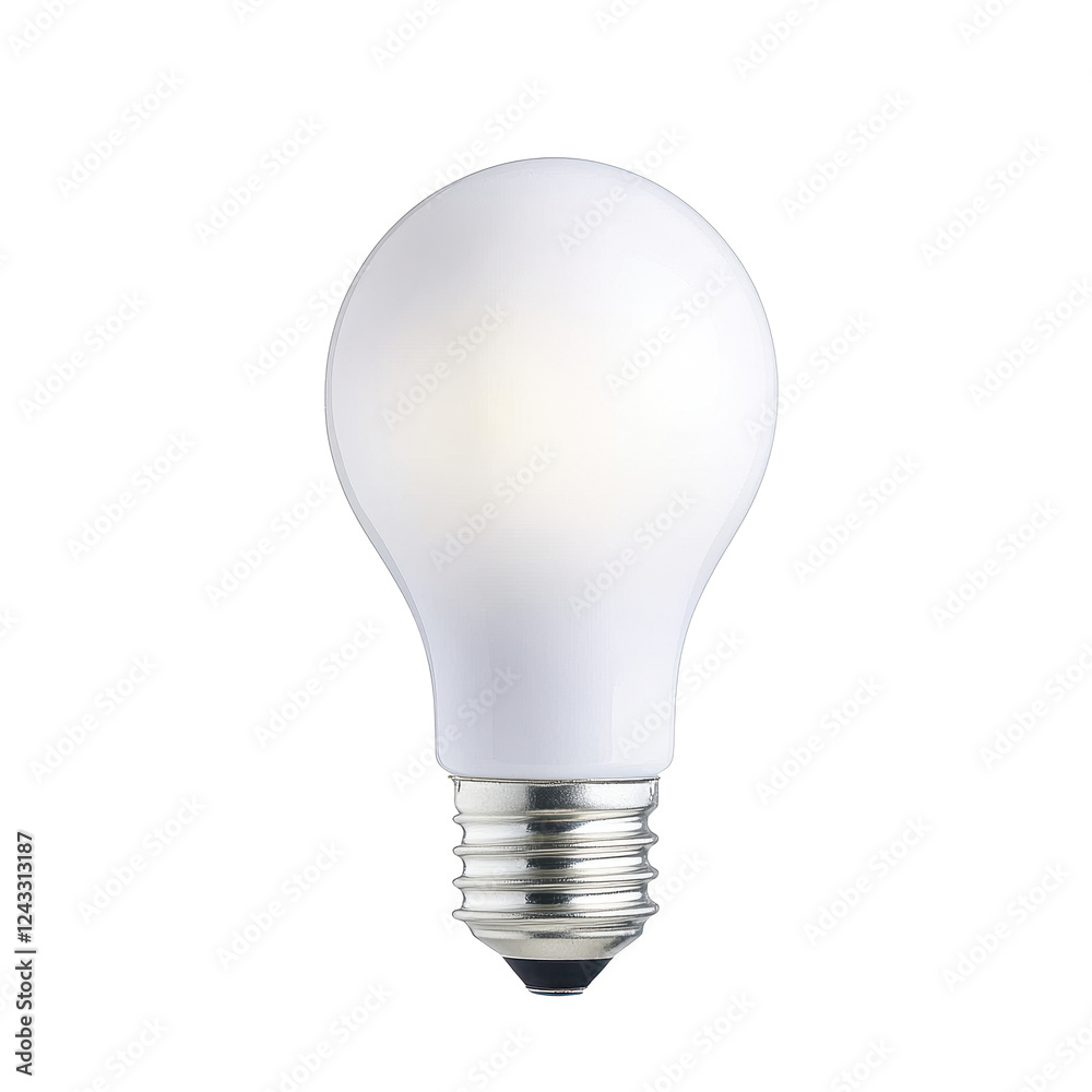 LED light bulb with a white finish, isolated on a white background. LED light bulb with a white finish, isolated on a white background.