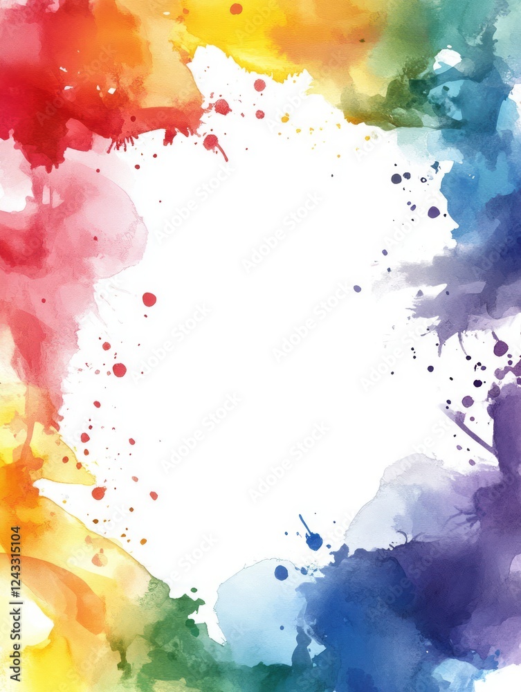 Obraz premium Rainbow Watercolor Splashes Frame Design