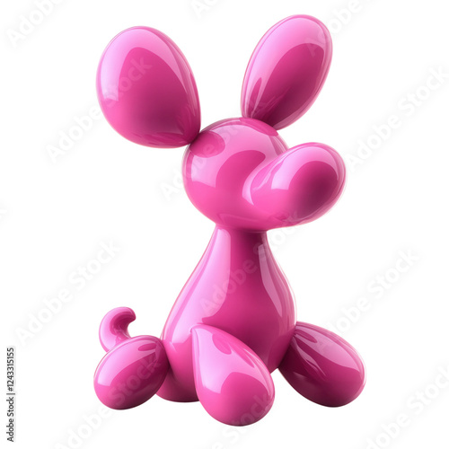 Obraz na płótnie Pink cartoon balloon dog design, playful and whimsical, suitable for digital graphics and creative projects, transparent background for versatile use w salonie