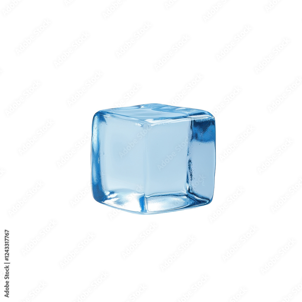 Single ice cube with a transparent appearance, isolated on a white background. Single ice cube with a transparent appearance, isolated on a white background.