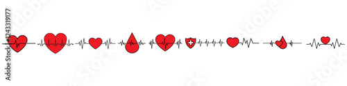 Pulse icon vector set. Heartbeat illustration sign collection. Heart rhythm symbol. Cardiology logo.