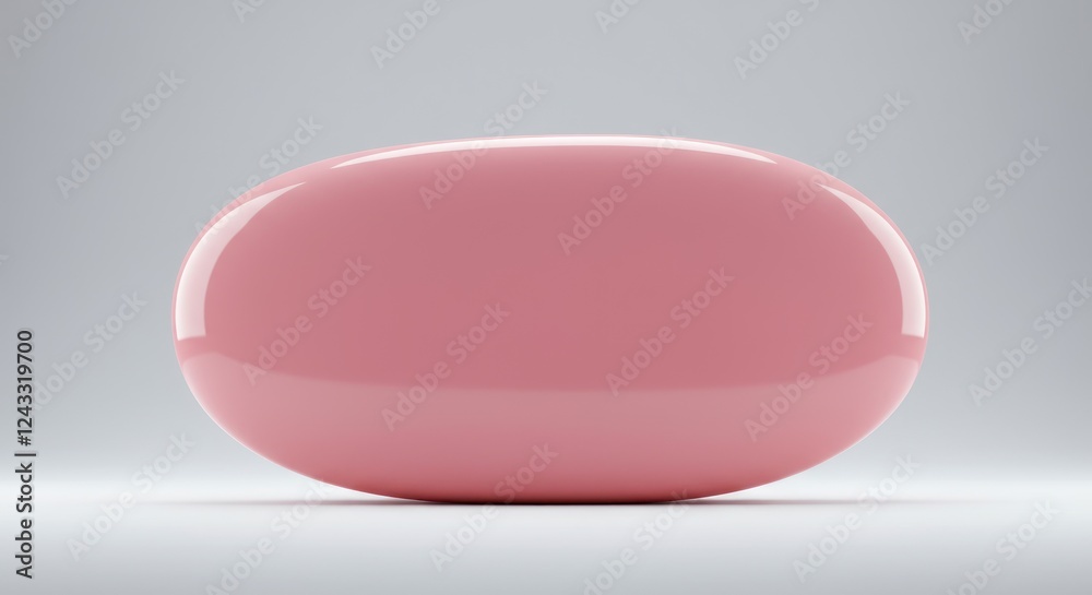 A Smooth Pink Oval Shape on White Background A Smooth Pink Oval Shape on White Background