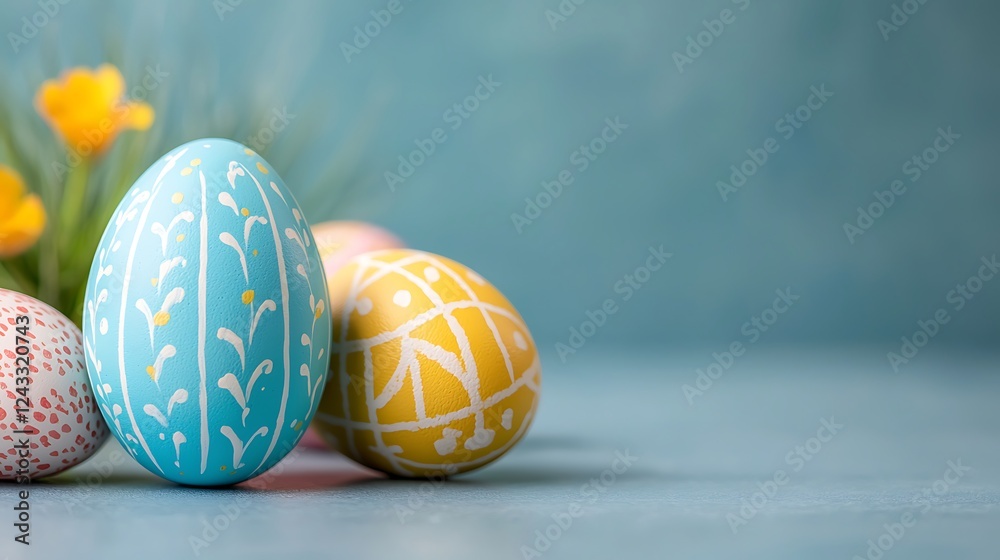 Easter day celebration with pastel tone eggs springtime background decorative scene Easter day celebration with pastel tone eggs springtime background decorative scene
