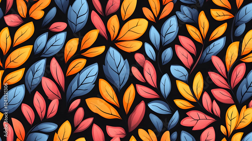 Colorful fall leaves pattern background