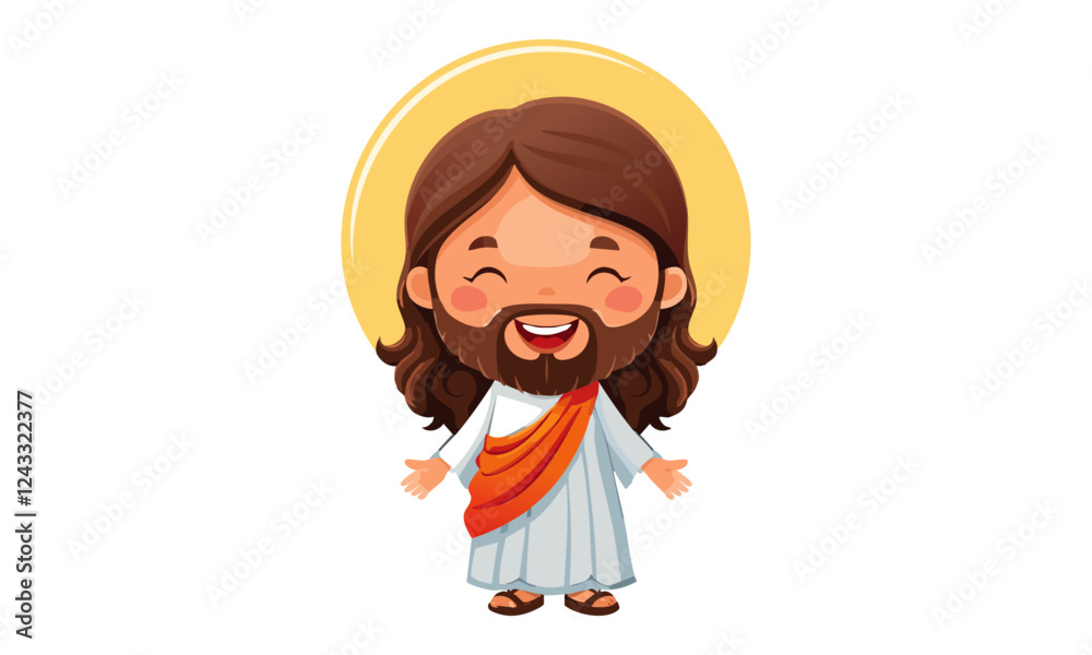 Cute Jesus Christ illustration, use as sticker, card, flyer, Book cover or T Shirt Design Cute Jesus Christ illustration, use as sticker, card, flyer, Book cover or T Shirt Design