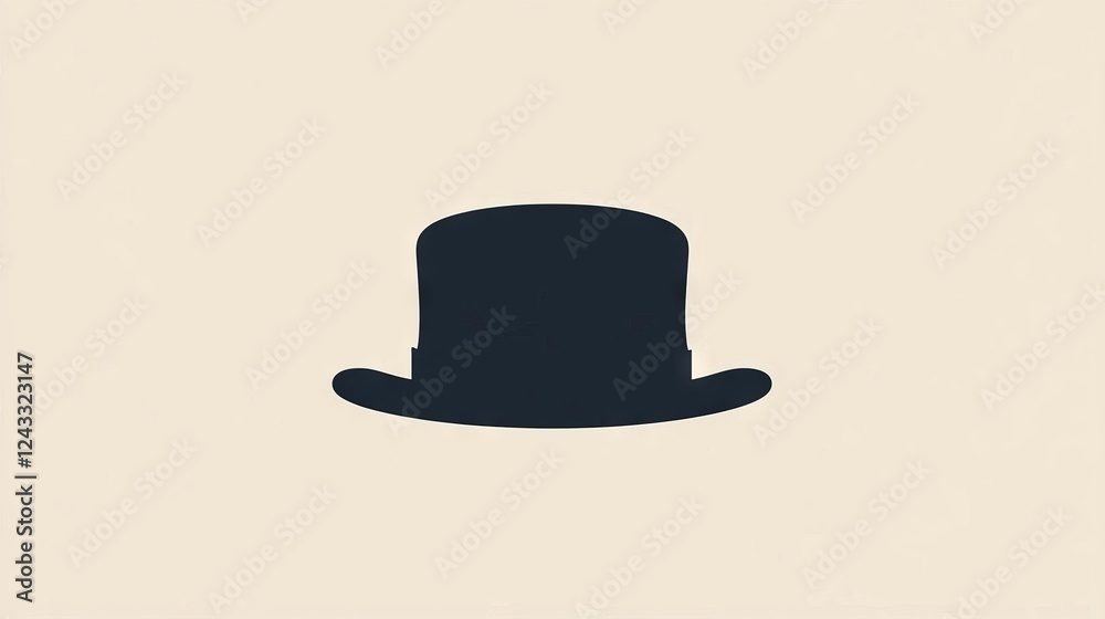Classic black top hat on a neutral background highlighting elegance and tradition in formal wear Classic black top hat on a neutral background highlighting elegance and tradition in formal wear
