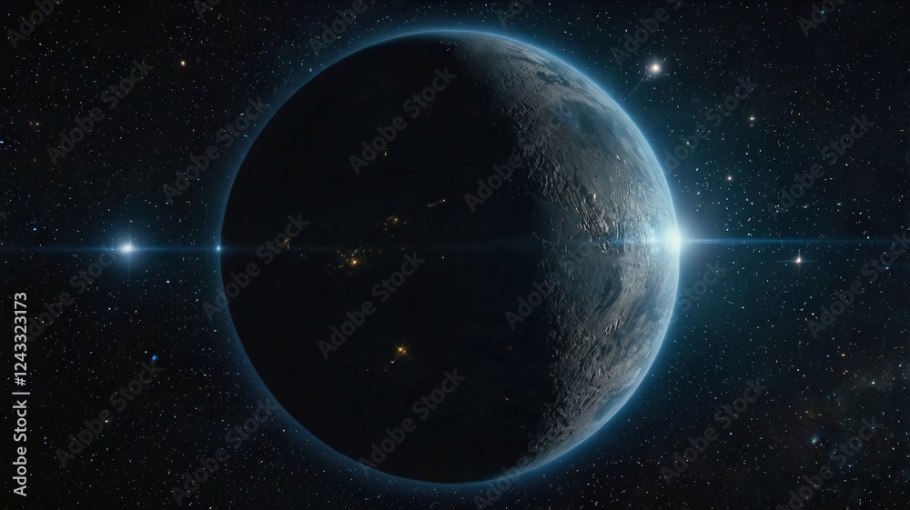 Obraz premium earth, planet, space, globe, world, map, blue, night, 3d, global, sphere, universe, atmosphere, astronomy, galaxy, ocean, sun, continent, light, europe, sea, cosmos, australia, star, nature
