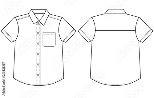 baby boy Short sleeved shirt vector illustration Front and back design