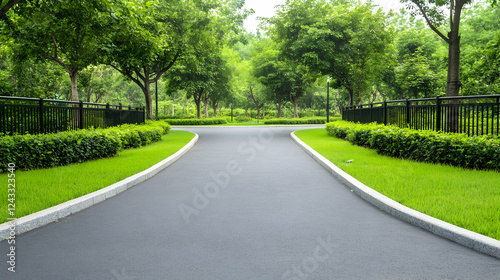 Wallpaper Mural Empty paved path through a park, ideal for use in environmental or nature-themed stock Torontodigital.ca