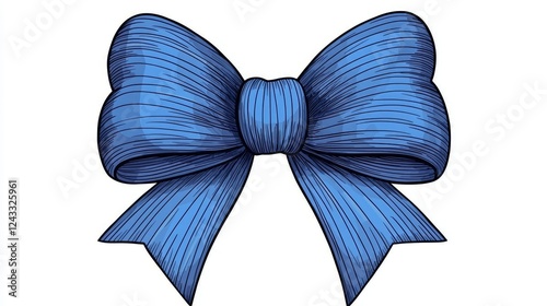 A Detailed Illustration Of A Blue Ribbon Bow