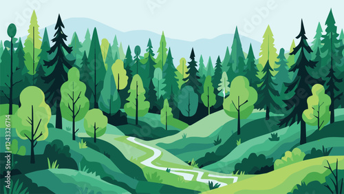 landscape with forest vector