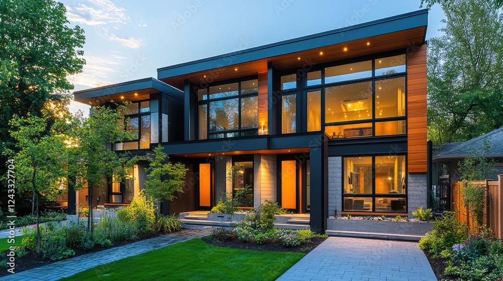 Modern modular private townhouses with minimalist residential architecture Modern modular private townhouses with minimalist residential architecture