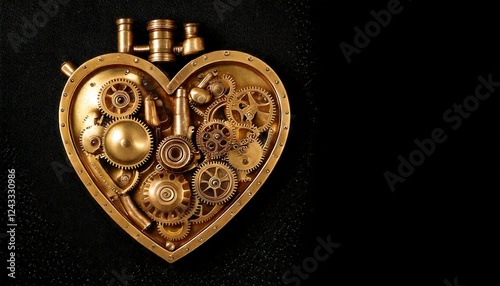 A heart fused with a vintage clock, gears turning inside, symbolizing time and love