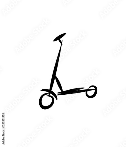 Electric scooter icon isolate minimalism, drawn with a brush stylized. individual vehicle for human transportation