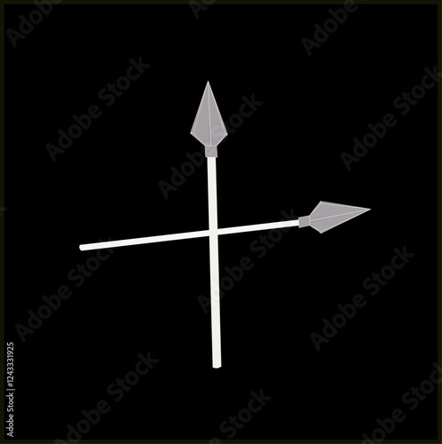 Two arrows forming a cross, vector drawing on a black background 