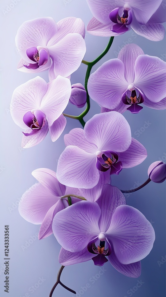 Fototapeta premium Beautiful purple orchids in soft light.