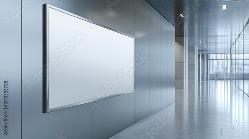 Wallpaper Mural blank sign with a metallic border on a corporate office wall  Torontodigital.ca