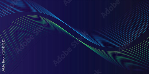 Abstract glowing wave lines on dark blue background. Dynamic wave pattern. Modern flowing wavy lines.