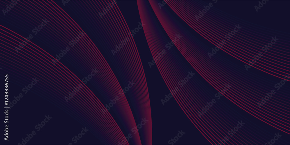 Fototapeta premium Abstract red wave line pattern on dark blue background. Futuristic technology concept. vector eps10