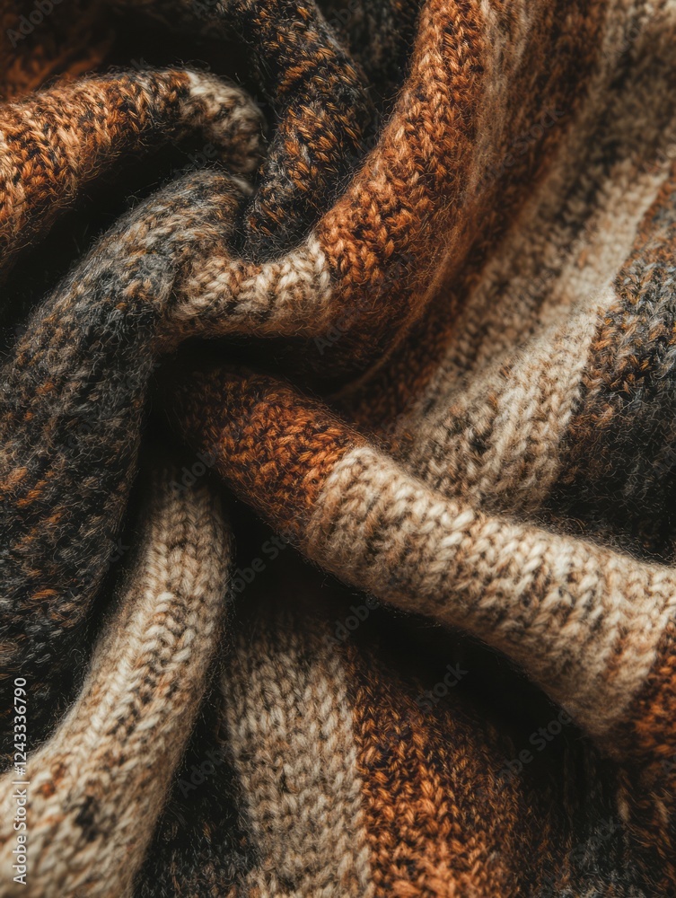 Obraz premium Warm Knitted Fabric Autumnal Hues Texture