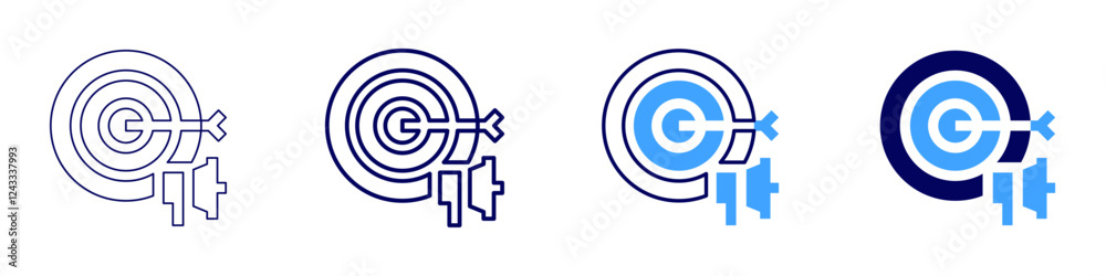 Content objectives icon in 4 different styles. Thin Line, Line, Bold, and Bold Line. Duotone style. Editable stroke