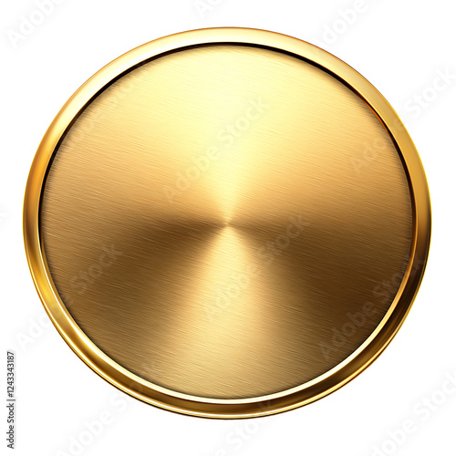 Premium Metallic Gold Badge with Smooth Reflective Surface on transparent