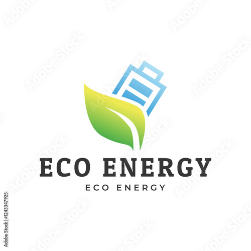 Battery and Leaf Logo Concept. Eco energy, Green energy, environmentally friendly batteries concept illustration design.