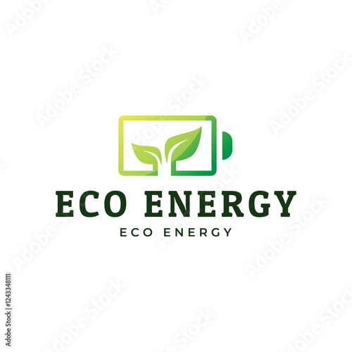 Battery and Leaf Logo Concept. Eco energy, Green energy, environmentally friendly batteries concept illustration design.