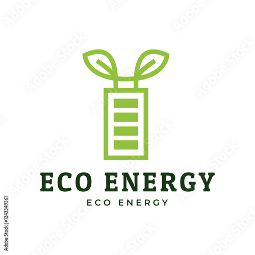 Battery and Leaf Logo Concept. Eco energy, Green energy, environmentally friendly batteries concept illustration design.