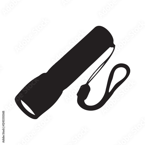 USB LED Tactical Survival Flashlight Silhouette Vector Illustration